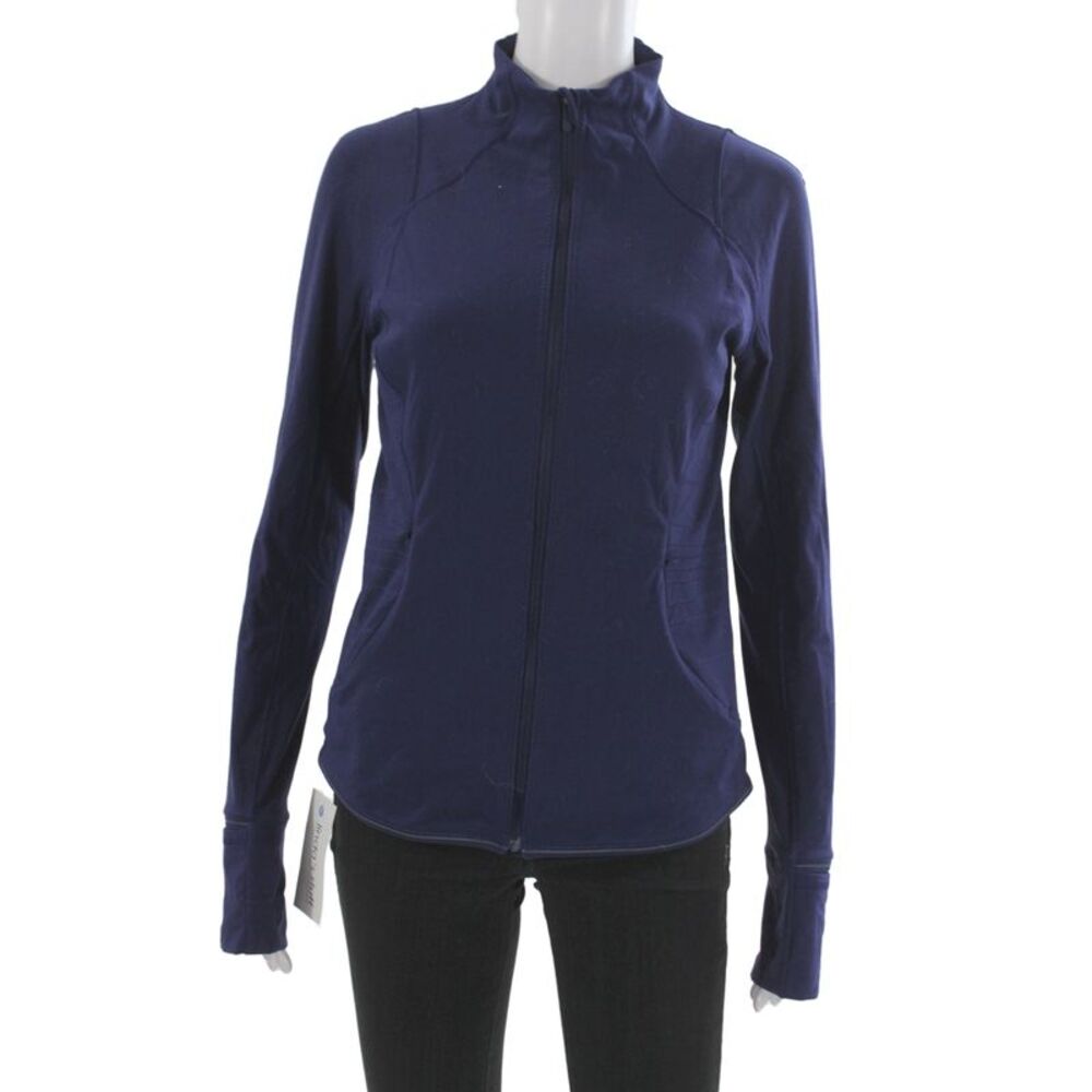 Lululemon Women Windbreaker High Neck Zip Dark Blue Polyester Size 2